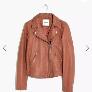 Madewell Washed Leather Motorcycle Jacket in Faded Mauve, Size XL